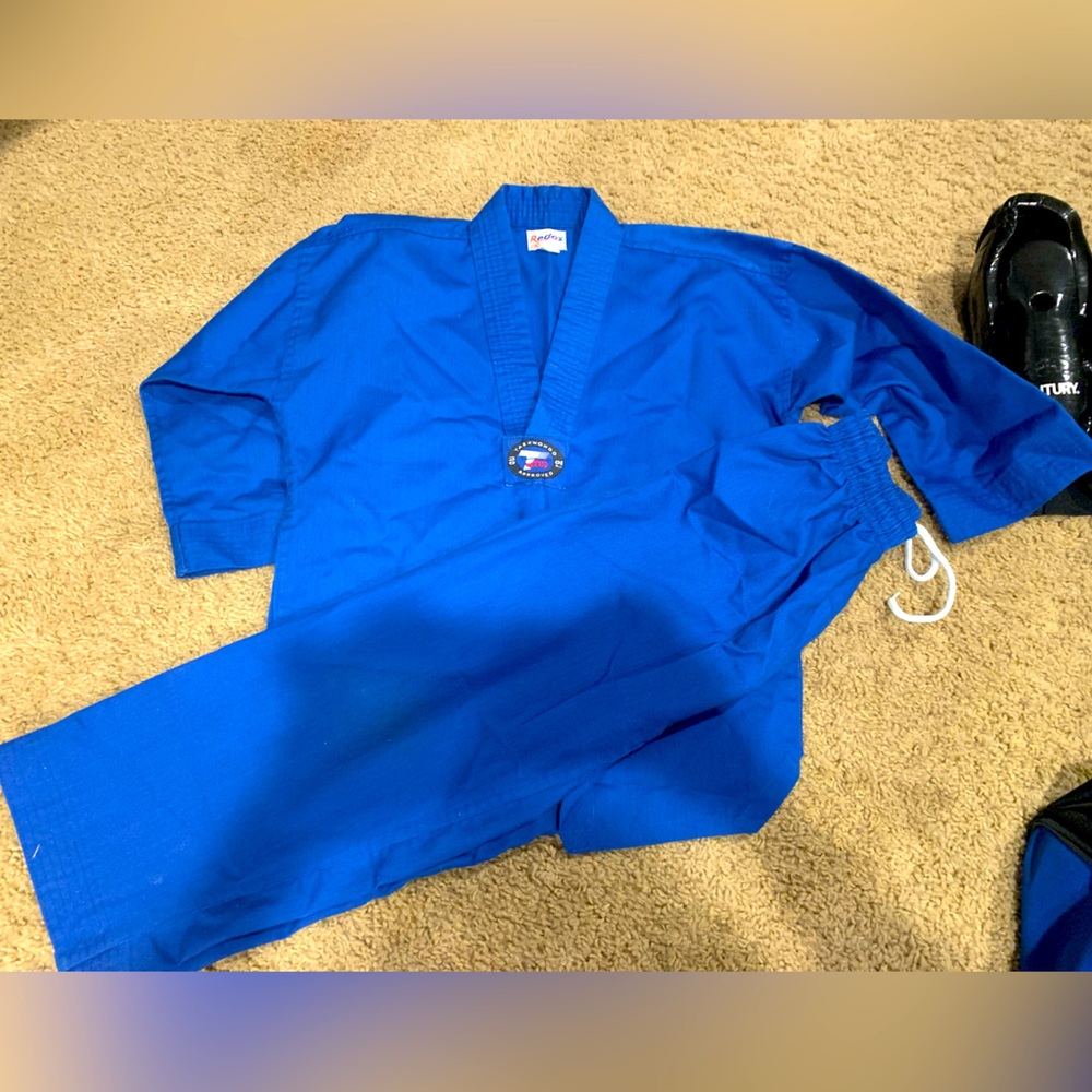 Redox Blue youth Martial arts pants and top.